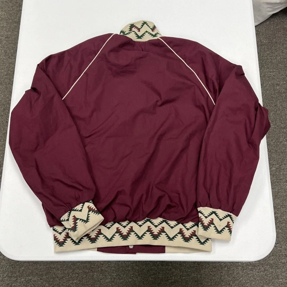 Vintage 90s maroon aztec satin bomber Mens M Maroon Southwestern Trim Bomber B2
